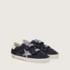 Zapatillas «Young Old School» de ante azul con estrella plateada brillante y lengüeta de cuero blanco en el talón