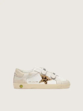 Zapatillas «Young Old School» de napa con estrella de piel de potro con estampado de leopardo e inserciones de piel