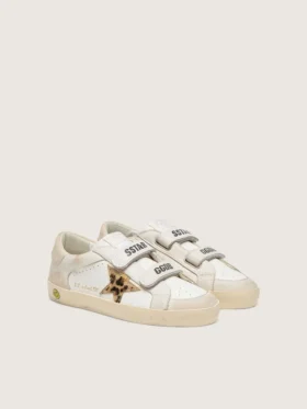 Zapatillas «Young Old School» de napa con estrella de piel de potro con estampado de leopardo e inserciones de piel