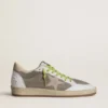 Zapatos «Ball Star» para hombre en ante gris con estrella de ante rosa antiguo y lengüeta del talón de piel beige