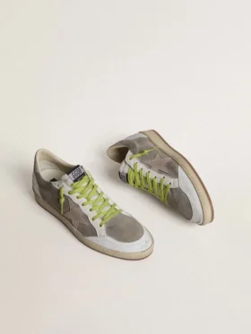 Zapatos «Ball Star» para hombre en ante gris con estrella de ante rosa antiguo y lengüeta del talón de piel beige