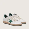 Zapatos Ball Star para mujer en piel napa blanca con estrella y lengüeta del talón de piel verde