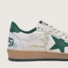 Zapatos Ball Star para mujer en piel napa blanca con estrella y lengüeta del talón de piel verde