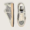 Zapatos de mujer «Ball Star» en purpurina plateada con inserciones de ante gris hielo