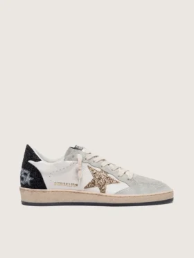 Zapatos de salón «Ball Star» para mujer en napa y ante con estrella de purpurina y lengüeta del tacón negra