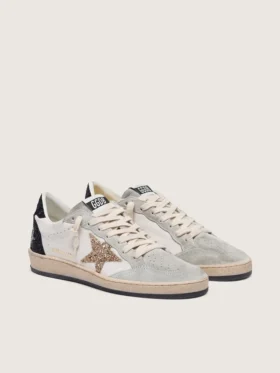 Zapatos de salón «Ball Star» para mujer en napa y ante con estrella de purpurina y lengüeta del tacón negra