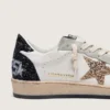 Zapatos de salón «Ball Star» para mujer en napa y ante con estrella de purpurina y lengüeta del tacón negra