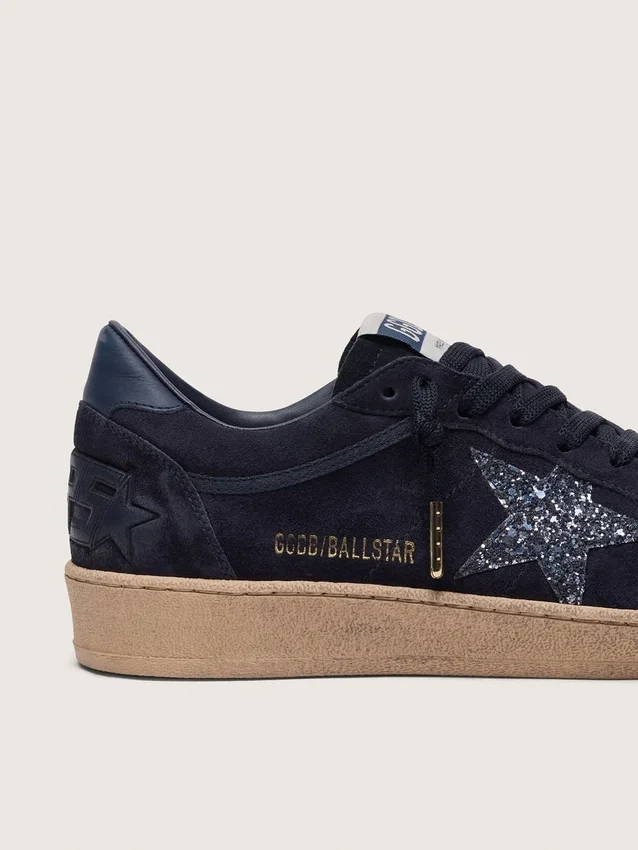 Zapatos de salón para mujer «Ball Star» en ante azul marino con estrella brillante azul marino