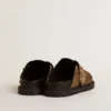 Zapatos Lucy para mujer en ante gris paloma con hebilla metálica dorada