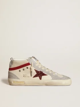 Zapatos Mid Star para mujer en piel con estrella brillante y detalle en nubuck rojo