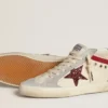 Zapatos Mid Star para mujer en piel con estrella brillante y detalle en nubuck rojo