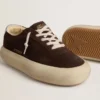 Zapatos Space-Star para hombre en ante marrón oscuro con lengüeta del talón plateada metalizada