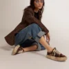 Zapatos Space-Star para mujer en piel de potro con estampado animal y forro de borreguillo