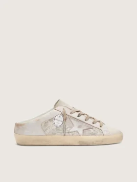 Zapatos Super-Star Sabot LTD para mujer con cristales Swarovski y estrella de piel plateada metalizada