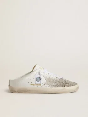 Zapatos Super-Star Sabot LTD para mujer con estrella de ante gris y cristales Swarovski