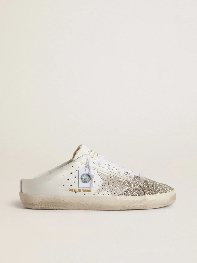 Zapatos Super-Star Sabot LTD para mujer con estrella de ante gris y cristales Swarovski