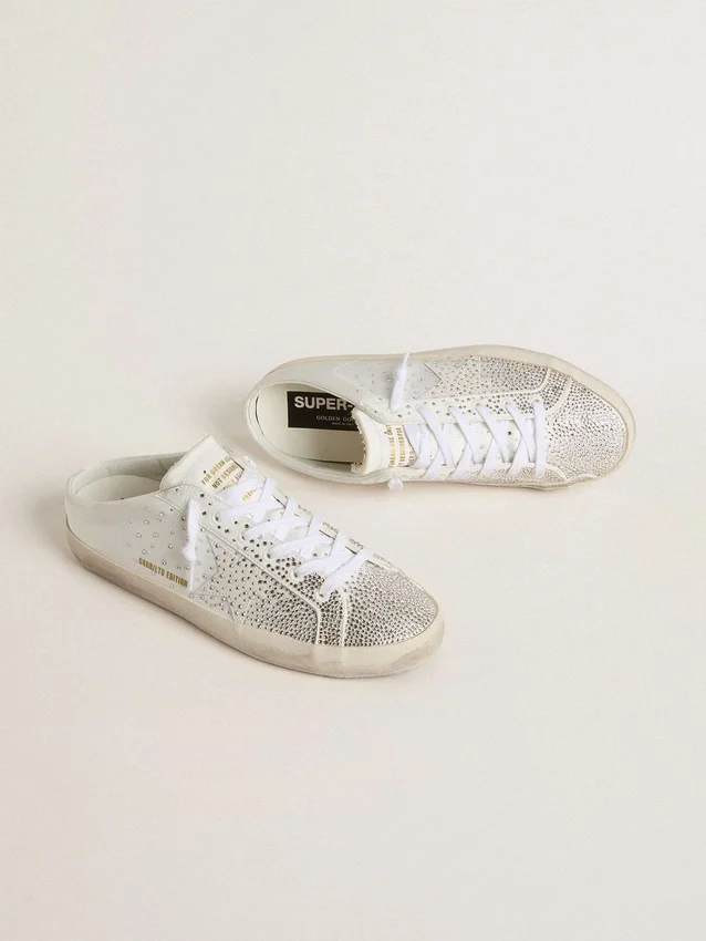 Zapatos Super-Star Sabot LTD para mujer con estrella de ante gris y cristales Swarovski