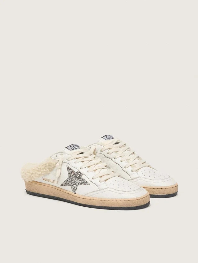 Zapatos tipo sabot «Ball Star» con estrella brillante y forro de piel de oveja