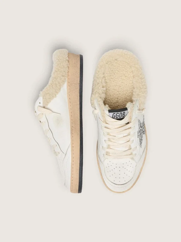 Zapatos tipo sabot «Ball Star» con estrella brillante y forro de piel de oveja
