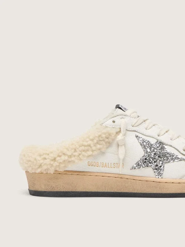 Zapatos tipo sabot «Ball Star» con estrella brillante y forro de piel de oveja