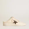 Zapatos tipo sabot «Ball Star» en napa marfil con estrella de purpurina bronce
