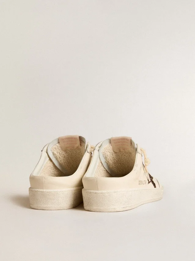 Zapatos tipo sabot «Ball Star» en napa marfil con estrella de purpurina bronce