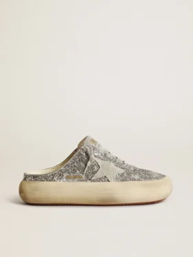 Zapatos tipo sabot «Space-Star» para mujer con purpurina, estrella gris hielo y lengüeta