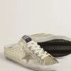 Zapatos tipo sabot «Super-Star» en piel con acabado platino y estrella de ante beige