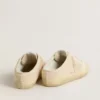 Zapatos tipo Sabot Super-Star para mujer en lona beige con abalorios bordados y estrella de ante beige