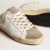 Zapatos tipo Super-Star Sabot con estrella de piel blanca y forro de piel de oveja
