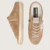 Zapatos tipo Super-Star Sabot para mujer en ante color tabaco con estrella de piel blanca